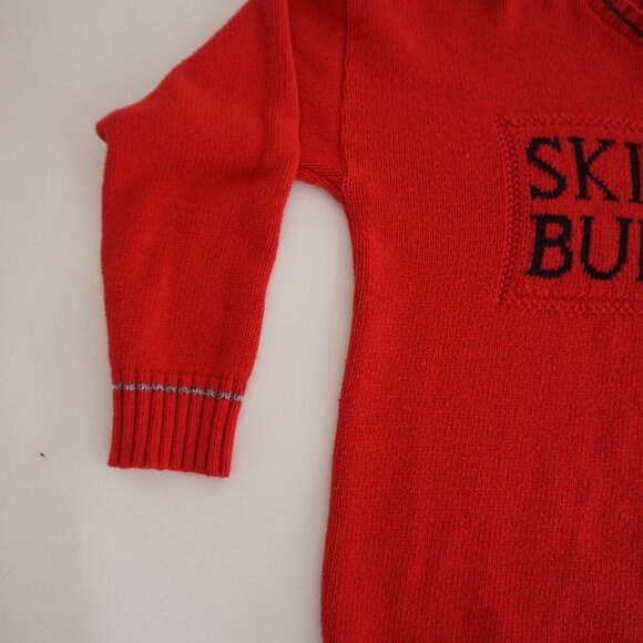 Vintage '90S Parkhurst Weekend Red Ski Bum 100% Cotton Knit Crewneck Sweater L - Picture 6 of 10